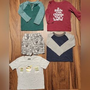 Lot of 4 Toddler Boys 3T Shirts & 1 Pair of Shorts in Gently Loved Condition